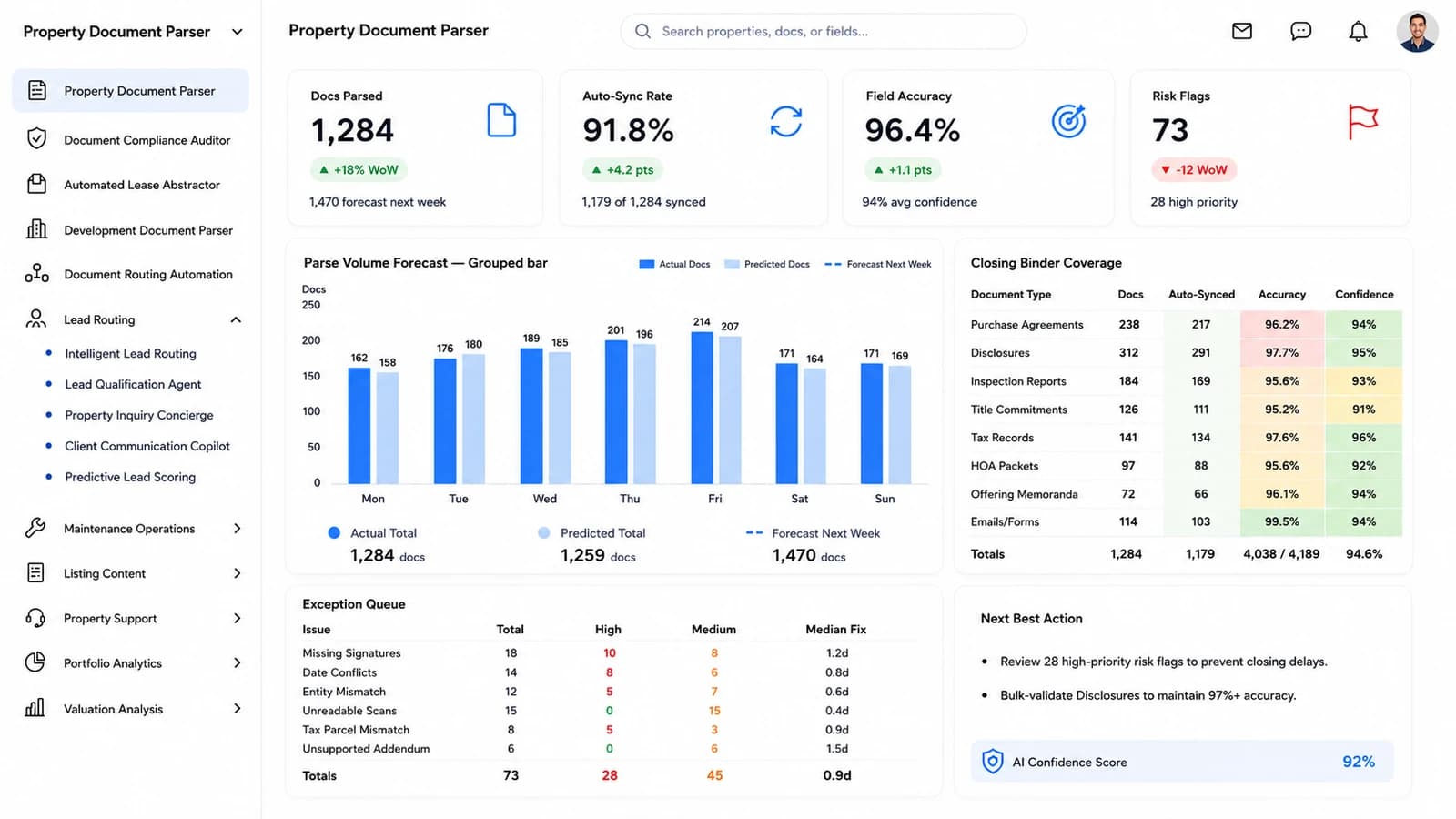 Property Document Parser dashboard